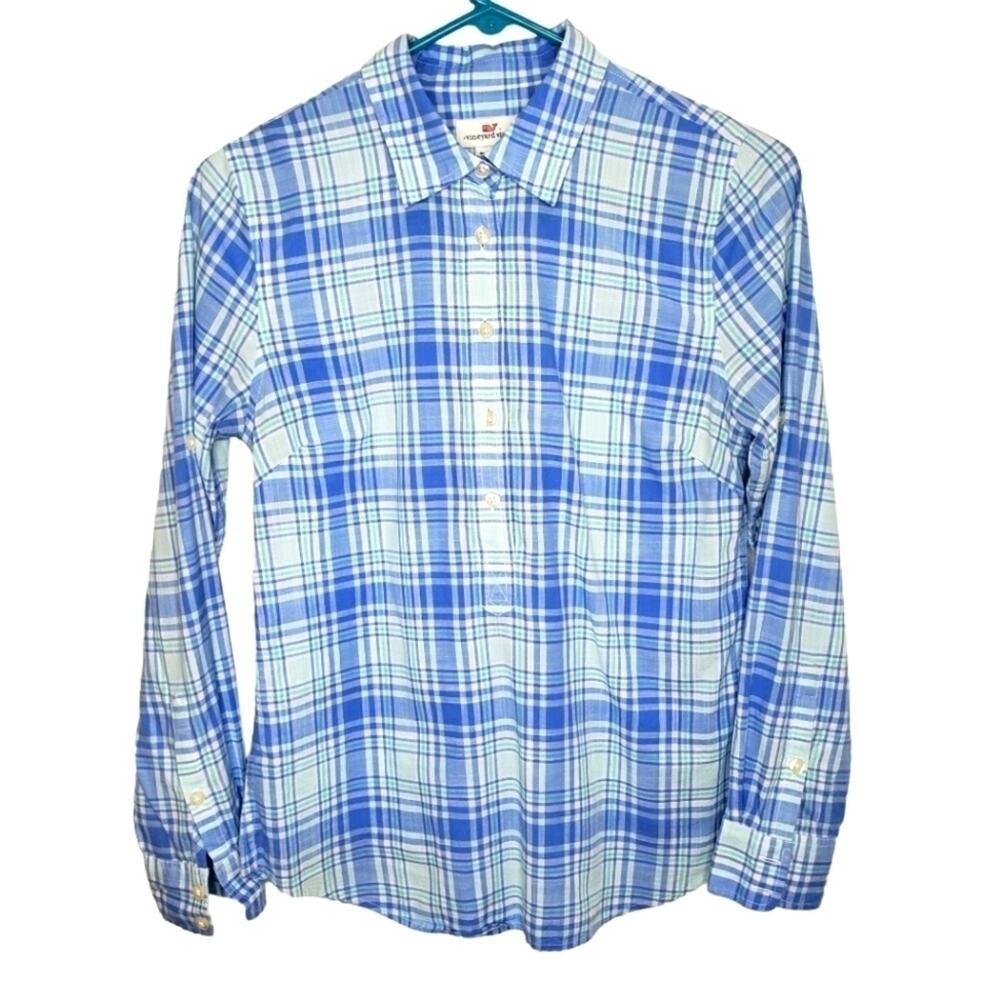 Vineyard Vines Button Up Half Shirt with Buttoned Roll Up Sleeves
